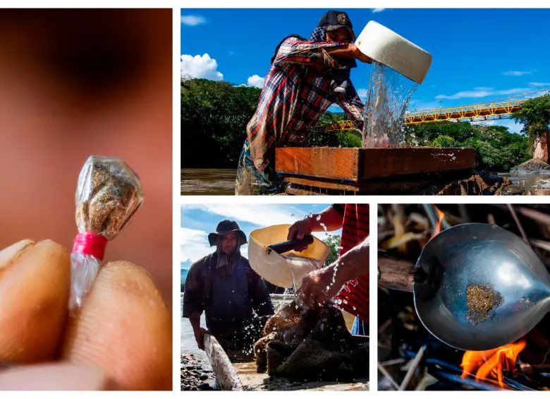 También llamada minería de subsistencia, la modalidad más común en el país es el barequeo, definido como el lavado de arenas y tierra sin maquinaria para separar metales preciosos de otros elementos. FOTO JULIO CÉSAR HERRERA ECHEVERRY