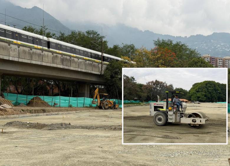 Aspectos del frente de obras donde se desarrolla la pista de Bello. FOTO: Cortesía
