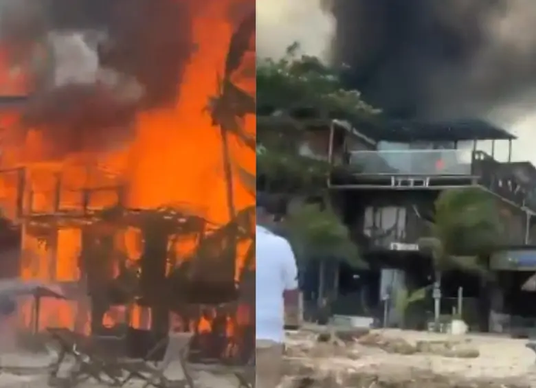 Los bomberos adelanta labores en la zona para el control de las llamas. FOTO: captura de video. 