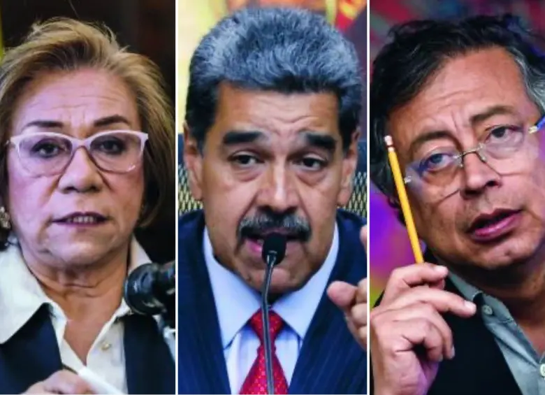 De izquierda a derecha: Rosa Villavicencio, canciller de Colombia; Nicolás Maduro, dictador de Venezuela; Gustavo Petro, presidente de Colombia. FOTOS: AFP Y COLPRENSA
