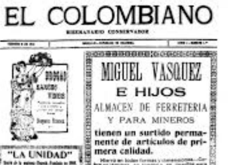 Detalle de la portada de la primera edición de EL COLOMBIANO. Foto: Archivo.