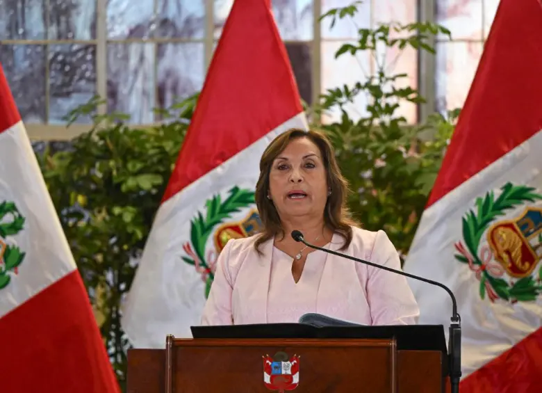 La expresidente Dina Boluarte en un discurso. FOTO: AFP