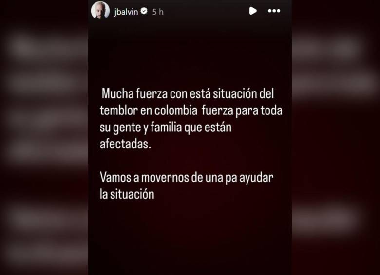J Balvin se solidarizó con sus compatriotas. Foto: Captura redes sociales
