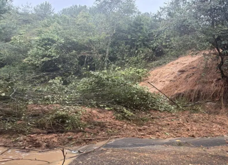 Así quedó el paso vial tras el deslizamiento. FOTO: Cortesía