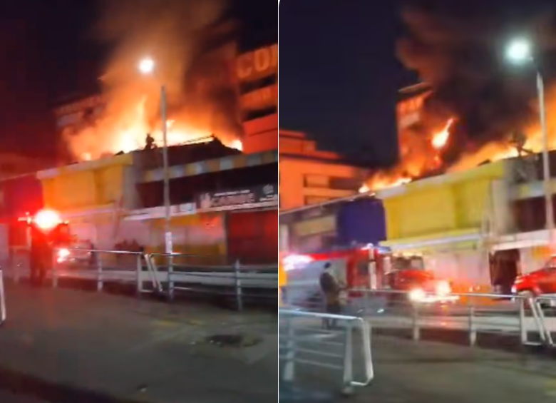 El incendio afectó zona estructural de cinco locales comerciales. FOTO: Captura de video