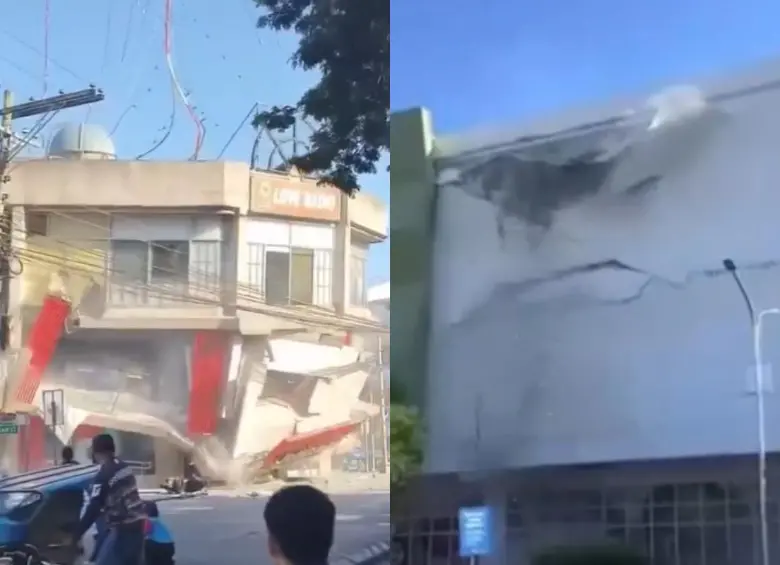 Equipos de emergencia y rescatistas trabajan entre los escombros tras el terremoto de magnitud 7,8 que sacudió el sur de Filipinas y dejó decenas de muertos, heridos y desaparecidos. FOTO: Captura de video. 