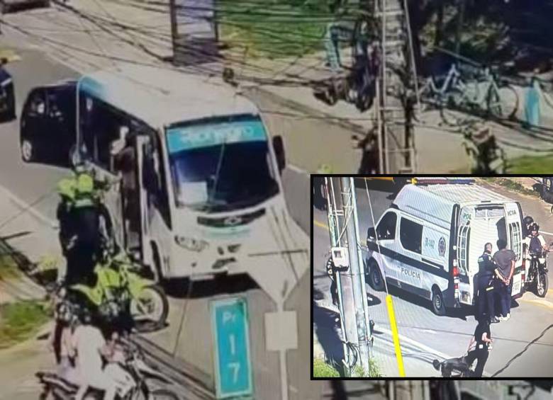 La detención del hombre se dio cerca del CAI de Cuatro Esquinas en Rionegro. FOTO: Cortesía Alcaldía de Rionegro.