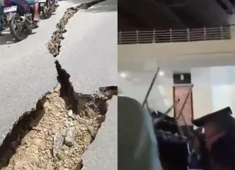 Equipos de emergencia evalúan los daños causados por el terremoto de magnitud 6,7 que sacudió el centro de Indonesia y afectó varias localidades cercanas a la ciudad de Palu. FOTO: Redes sociales.