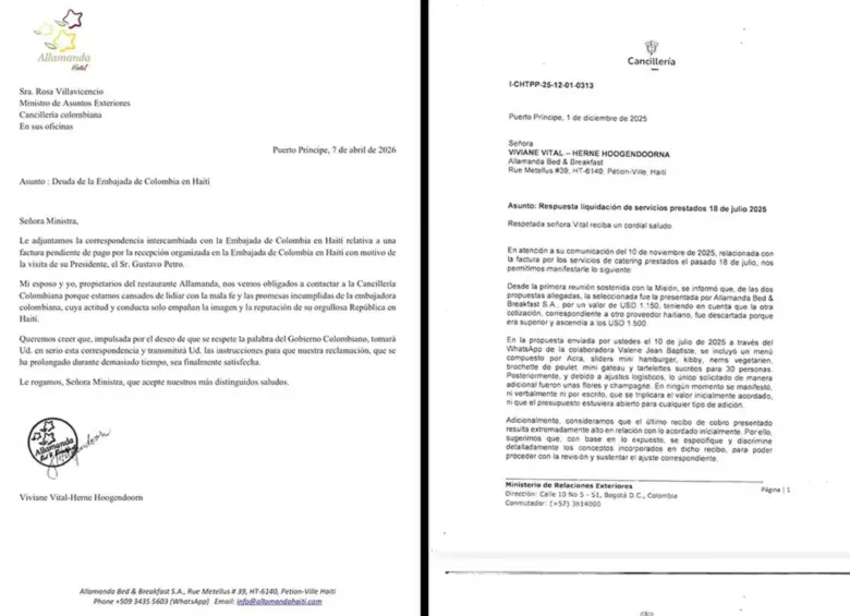 Esta es la respuesta de la Embajada y la carta enviada a la Cancillería. Foto: Semana