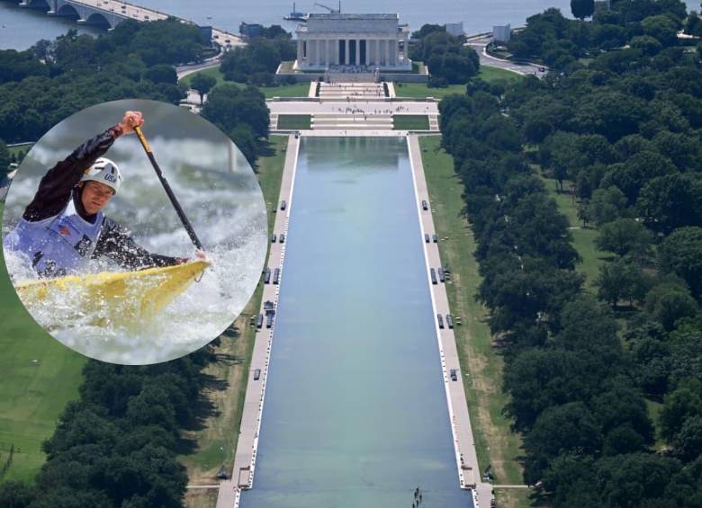 David Hearn, exrepresentante olímpico de Estados Unidos en piragüismo, fue acusado de dañar el estanque reflectante junto al Memorial Lincoln, una obra renovada por orden del presidente Donald Trump que ha estado rodeada de polémica desde su inauguración. FOTO: AFP, GETTY IMAGES. 