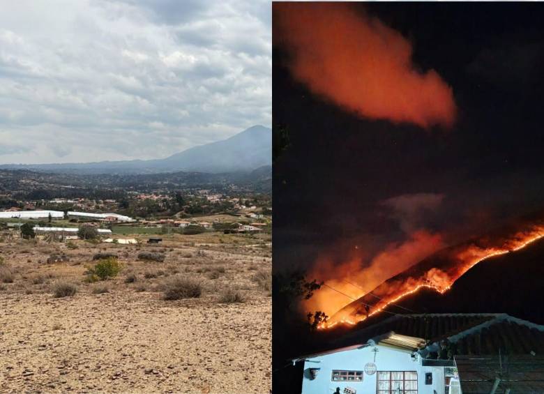 Incendio forestal en Villa de Leyva se controló parcialmente, pero estaría avanzando hacia Sáchica. FOTOS: redes sociales