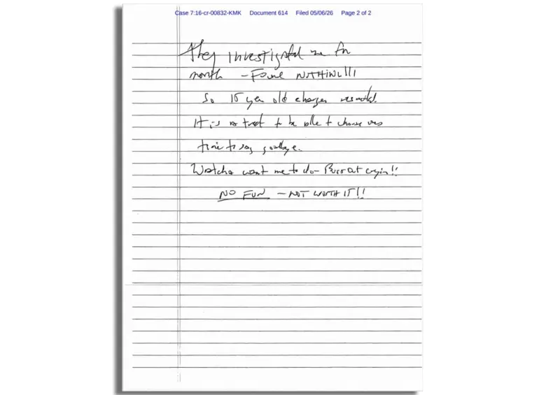 El juez Kenneth Karas del Tribunal de Distrito de Estados Unidos para el Distrito Sur de Nueva York publicó la carta tras una solicitud de The New York Times. FOTO AFP