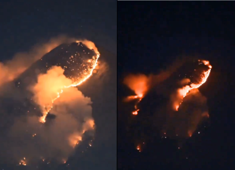 El Volcán de Agua, en Guatemala, lleva ardiendo desde el miércoles. FOTO: CAPTURA DE VIDEO EN X @DavidRojasGt