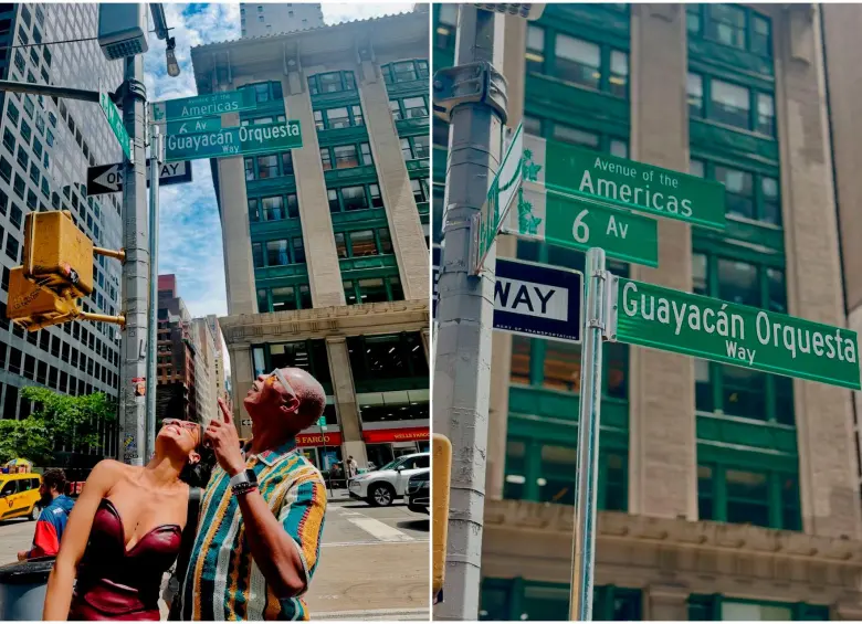 La actriz Nina Caicedo junto a su padre, Nino Caicedo, fundador de Guayacán Orquesta, tras el evento en Nueva York. FOTOS: Tomadas de Instagram @ninacaicedo