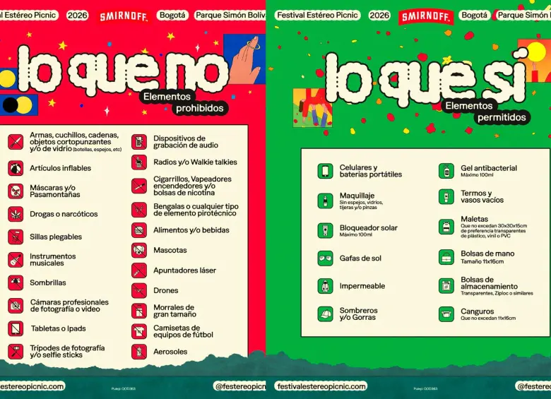 Restricciones del Festival Estéreo Picnic.