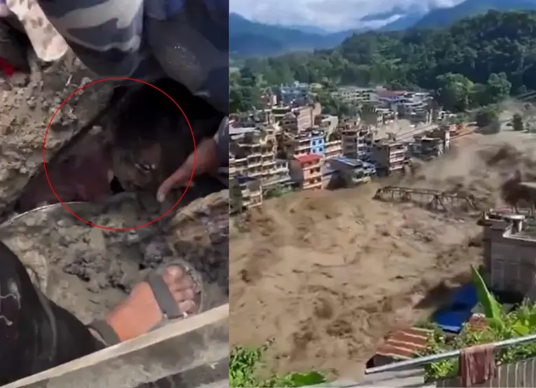 El 26 de agosto, una avalancha provocada por el colapso de un glaciar arrasó zonas de Nepal y China, dejando cientos de muertos, miles de desaparecidos y graves daños. Foto: Nepal Police / captura de pantalla video