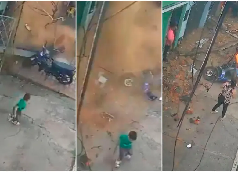 El momento en el que el muro cedió segundos después de que el niño cruzara la puerta del restaurante donde se encontraba. FOTOS: Capturas de video