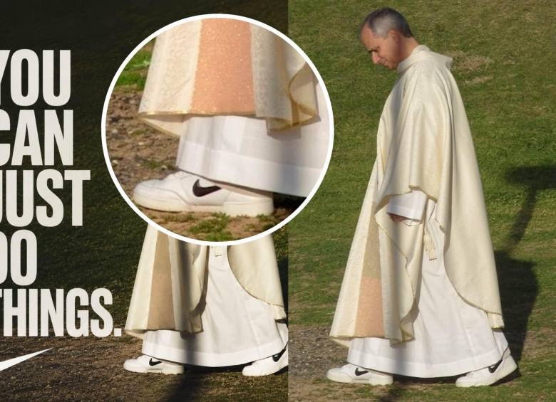 ¡No es IA! El papa León XIV apareció usando tenis Nike junto a sus vestiduras clericales. Foto: Vatican Media / redes sociales