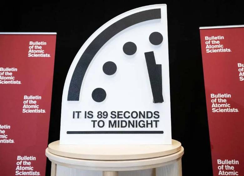 El Reloj del fin del mundo que marca 89 segundos para la medianoche. FOTO: AFP