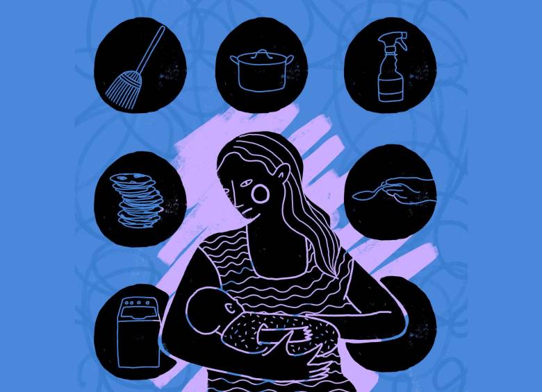 Título ilustración: El peso social de maternar / Mariana Sanín / @mariana_sanin / Técnica: Digital / 2020