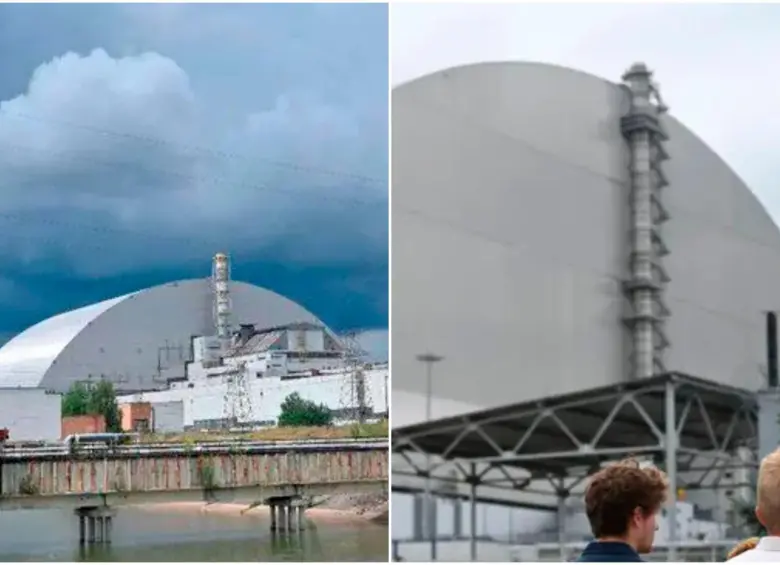 El Nuevo Confinamiento Seguro es una enorme estructura de acero en forma de arco que cubre el reactor número 4 de Chernóbil y contiene su material radiactivo. FOTOS: AFP