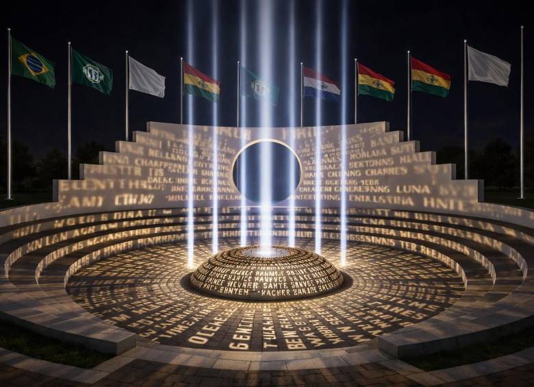 El proyecto contará con un ágora circular para actos conmemorativos, un muro de placas memoriales y 71 haces de luz que en la noche se proyectarán hacia el cielo, además de un parque de banderas en honor a la fraternidad entre naciones. Foto: cortesía Alcaldía de La Unión.