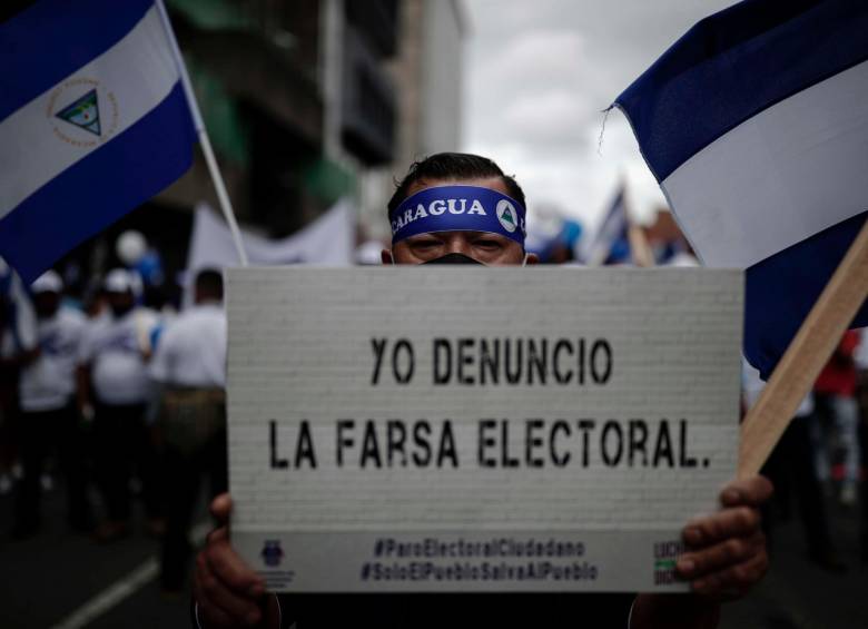 Desde Costa Rica, los nicaragüenses pidieron rechazar las elecciones presidenciales de Nicaragua. FOTO: EFE