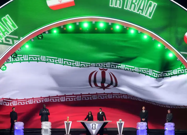 La aparición de Irán en medio del sorteo del Mundial 2026. FOTO: Fifa