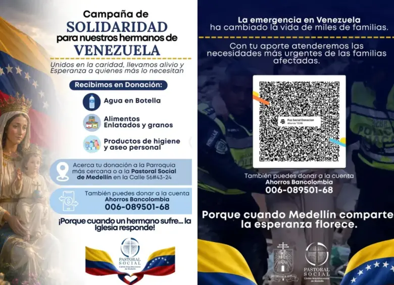 Por medio de estos canales se pueden realizar las donaciones para los damnificados por los terremotos en Venezuela. Foto: Pastoral Social Cáritas Arquidiocesana de Medellín