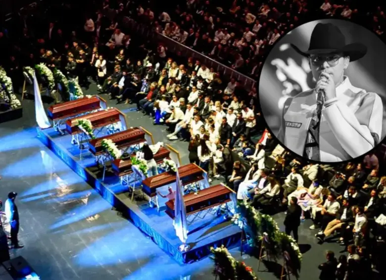 Familiares, amigos, colegas y miles de fanáticos de Yeison Jiménez se congregaron en el Movistar Arena para despedirlo. FOTO: Colprensa y redes sociales Yeison Jiménez