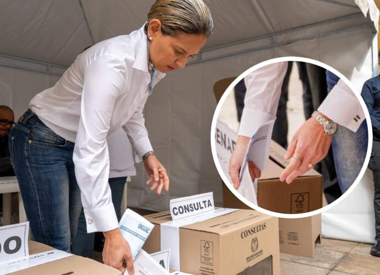 Las imágenes de Verónica Alcocer votando junto al presidente Gustavo Petro desataron una nueva polémica por el presunto valor de sus accesorios. FOTO: Tomada de las redes sociales de Verónica Alcocer.