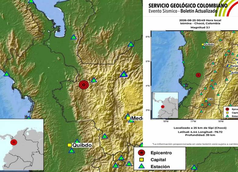 Tres sismos sacudieron Chocó durante la madrugada: magnitud y epicentro. Foto: Servicio Geológico Colombiano
