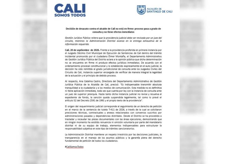 Esto dijo la entidad sobre la entrada en firme de la orden de arresto contra Eder. Foto: @AlcaldiaDeCali