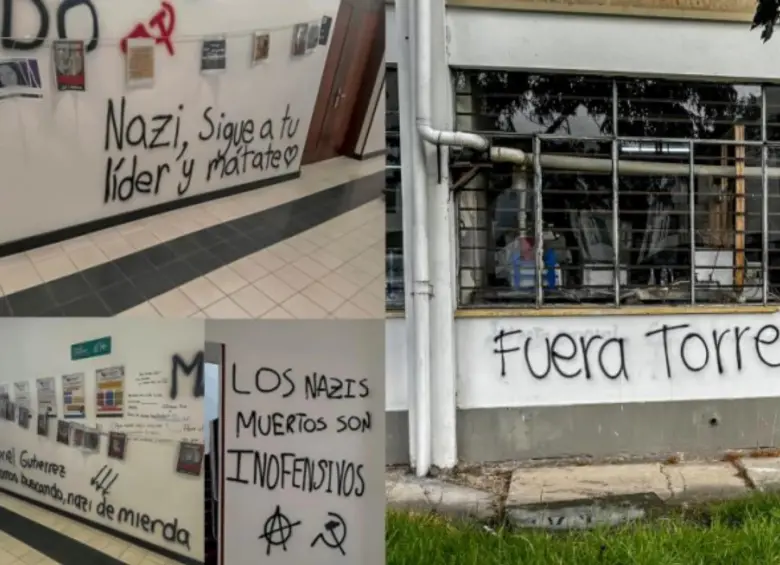 Los grafitis amenazantes han sido pintados en paredes de las sedes de la Universidad Nacional. FOTO CORTESÍA
