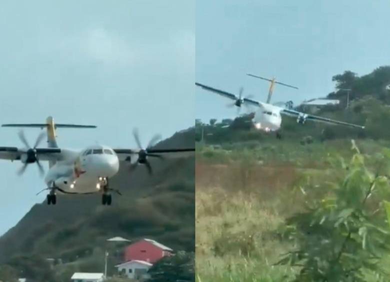 En videos quedó registrado cuando un avión no pudo aterrizar en el aeropuerto El Embrujo por fuertes vientos. Foto: Captura de video redes sociales 