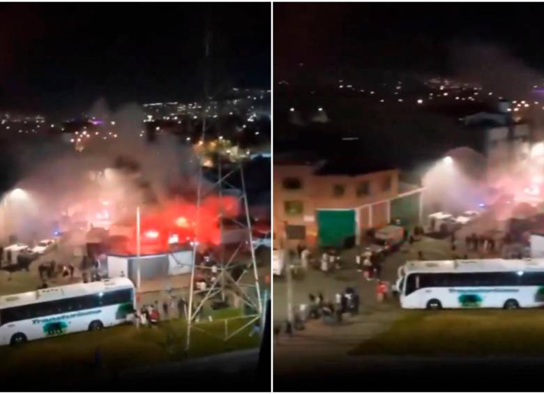 La explosión generó un incendio al interior del parqueadero. FOTO: Captura de video