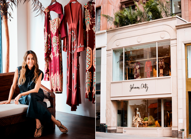 Johanna Ortiz posa en el segundo piso de su nueva boutique en Nueva York. FOTOS: Cortesía
