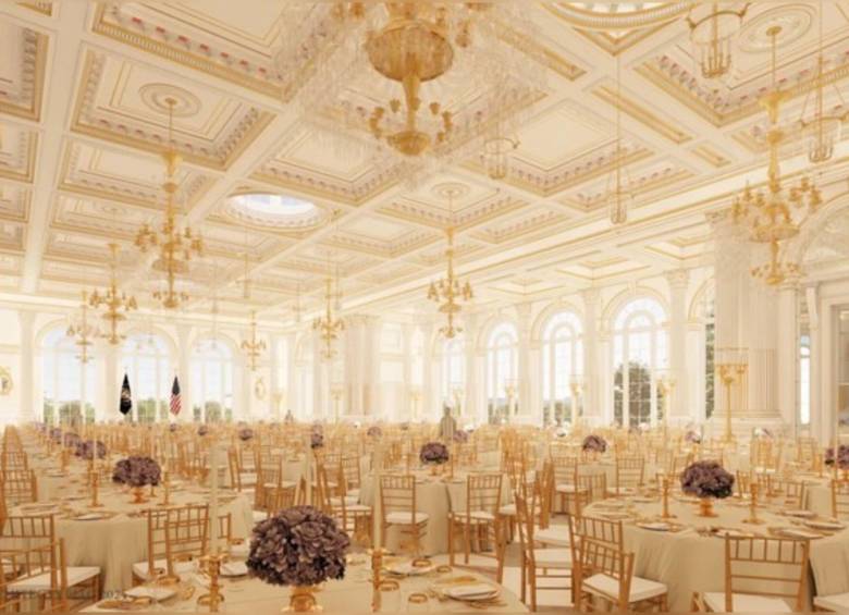 Así sería la sala de recepción que construiría la administración de Trump. Foto: Casa Blanca