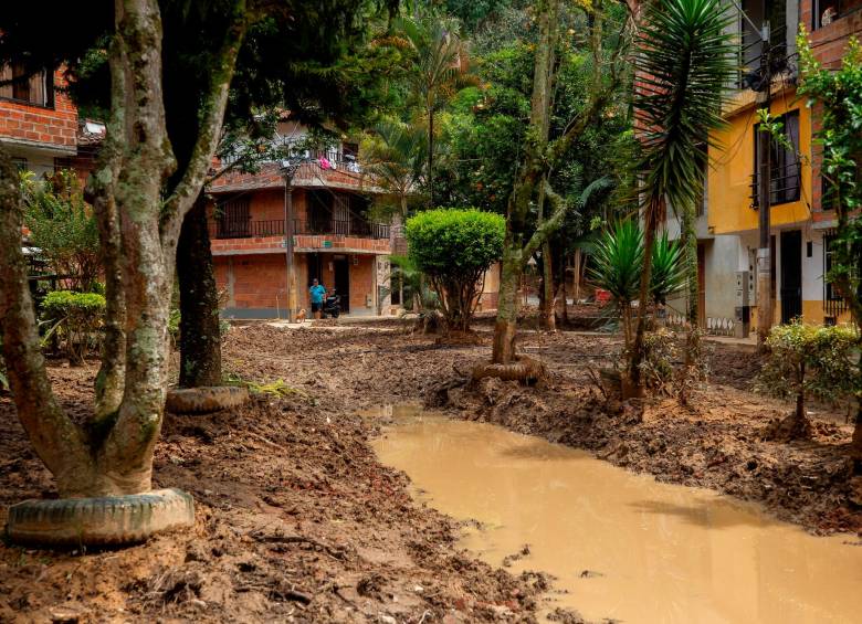 En el barrio Villa Lía, de Itagüí, todavía hay pantano. Los habitantes se quejan, además, de los charcos. Muchos, sin embargo, han recibido ayudas por parte de la Alcaldía. FOTO camilo suárez