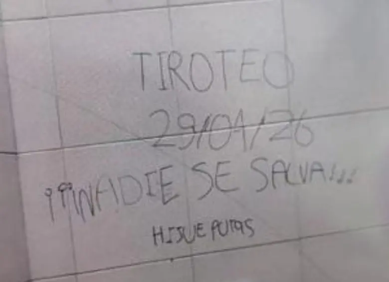 Esta fue la imagen que sembró temor en colegio de Bogotá. Foto: cortesía suministrada a EL COLOMBIANO