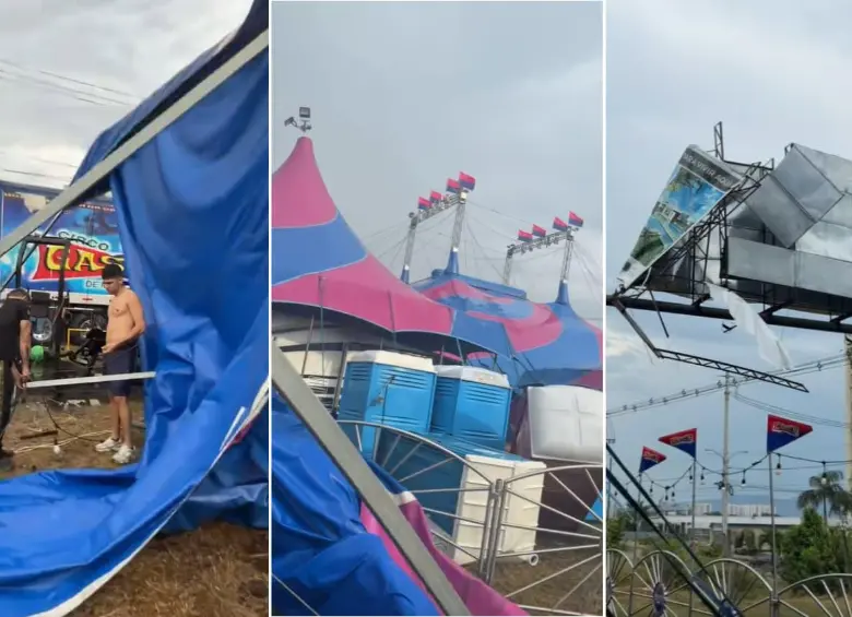 El Circo Hermanos Gasca casi se cae debido a una fuerte tormenta en el departamento del Huila. FOTOS: Capturas de video 