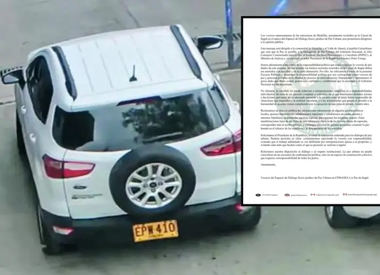 Entre los carros que llegaron a la cárcel de Itagüí para la parranda vallenata estuvo una Ford Ecosport, propiedad de un guardián del Inpec, que figura como carro público. FOTO Cortesía