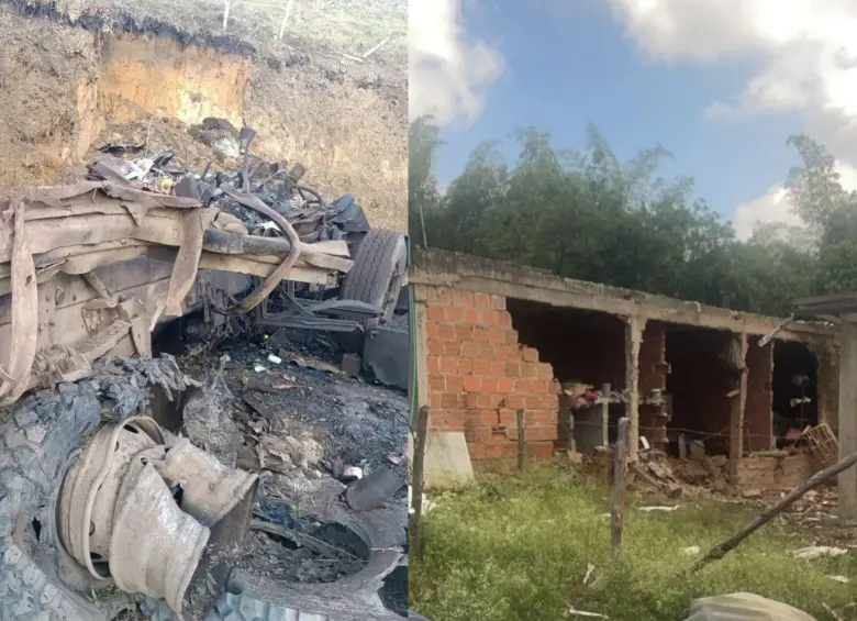 Carro bombas y ataques con explosivos han sido utilizados por las disidencias y el ELN para atacar la fuerza pública en Jamundí (Valle), El Tambo (Cauca) y Puerto Jordán (Arauca). Fotos: Captura de videos redes sociales