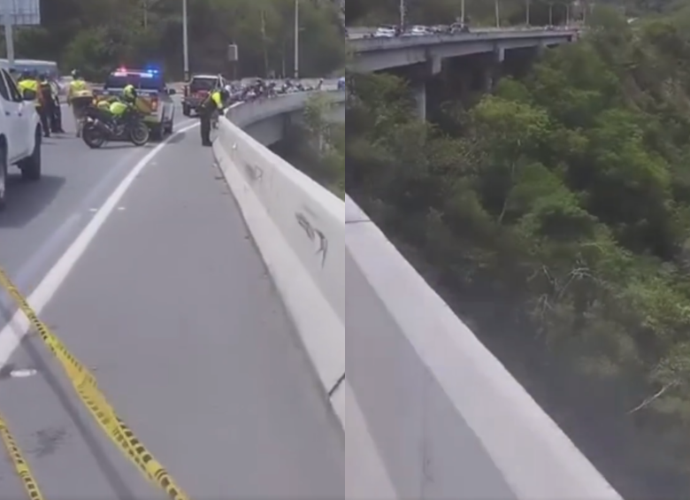 El accidente se presentó en el sector Meloneras, en la vía que conduce de Medellín a Santafé de Antioquia. FOTO: Captura de video.