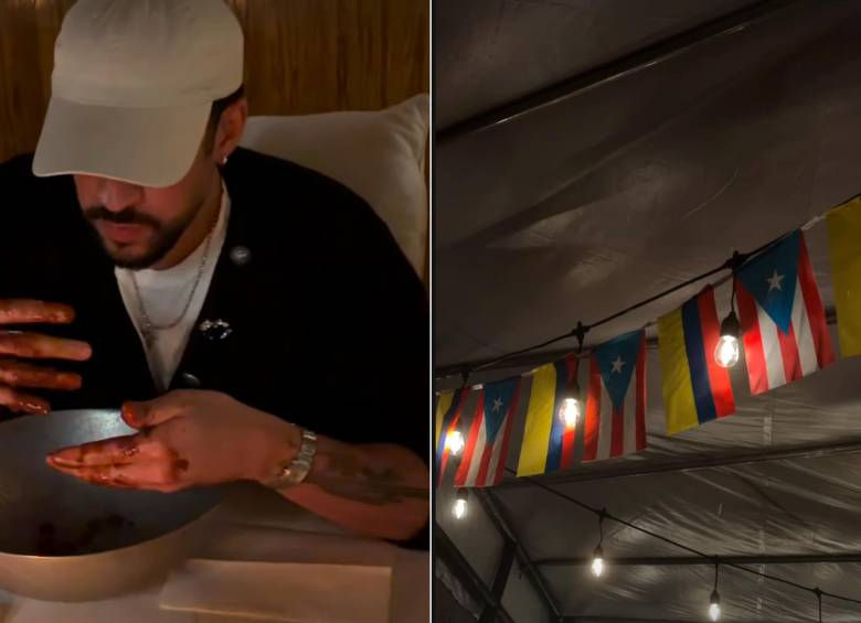 Bad Bunny en elcielo y uno de sus momentos culinarios. Al lado en un espacio que 