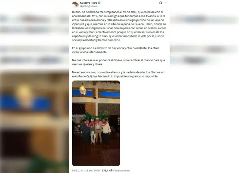 Gustavo Petro estuvo mostrando su celebración de cumpleaños en medio de un fin de semana trágico en Colombia. Foto: Captura @petrogustavo