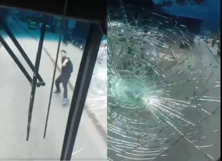 El joven se molestó porque no logró adelantar al bus del MÍO. Foto: captura de video