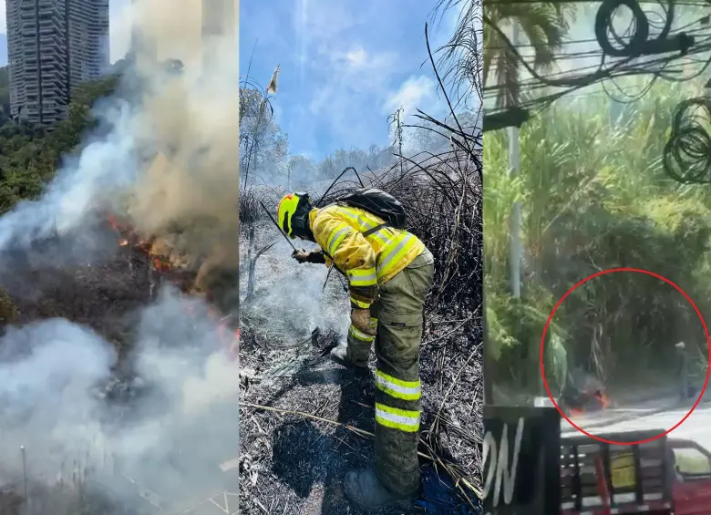 Incendio en vía Las Palmas fue provocado, confirmó el alcalde de Medellín, Federico Gutiérrez. Fotos: X @FicoGutierrez - @DAGRDMedellin