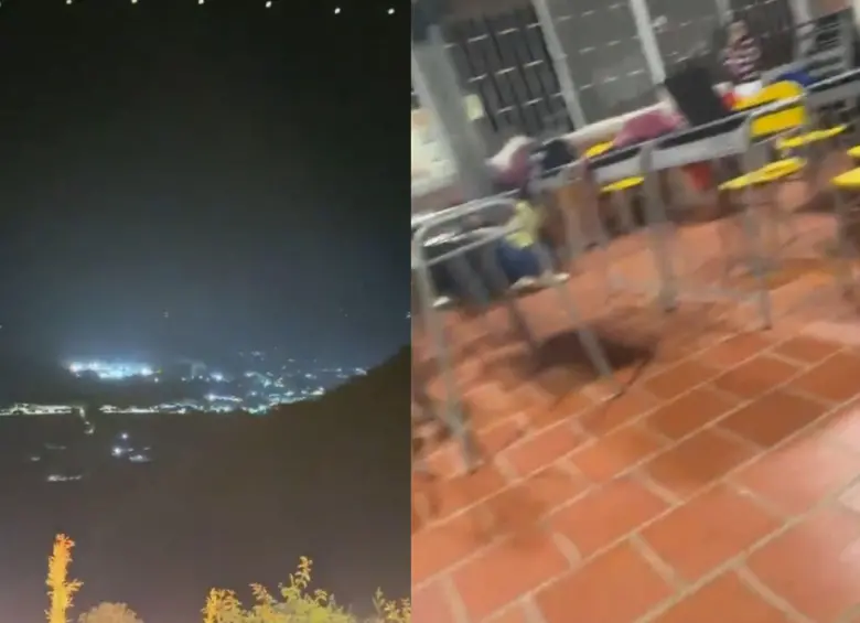 En medio de las ráfagas, estudiantes de una universidad tuvieron que resguardarse bajo los pupitres. Fotos: Captura de videos redes sociales