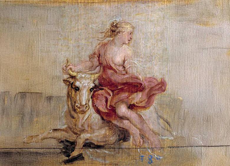 Transformado en toro blanco, Zeus sedujo a Europa. “El rapto de Europa”, de Rubens. 1636. Museo del Prado.